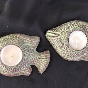 Two Metal Fish Tea Lights